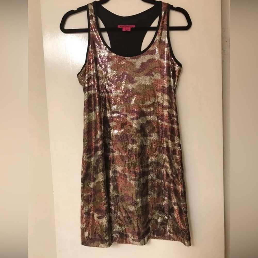 RARE 2000s betsey johnson camouflage mini sequin dress NWOT